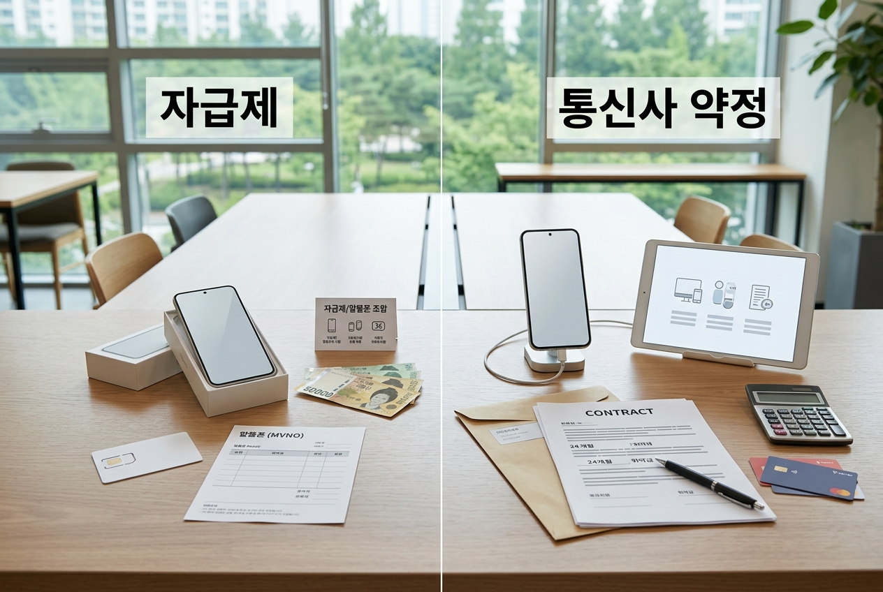 핸드폰개통 - 기기 구매 방식: 자급제와 통신사 약정의 차이