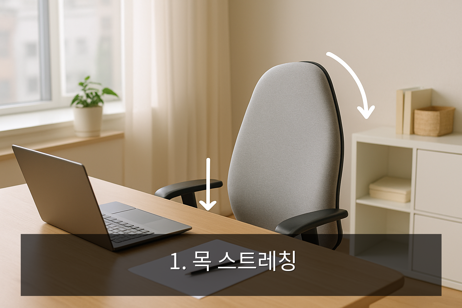 오래 앉아 있을 때 스트레칭 - 1. 목 스트레칭
