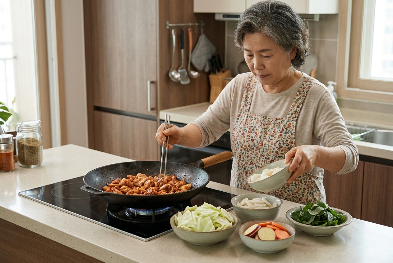 Dakgalbi Recipe - Vegetable Preparation and Timing